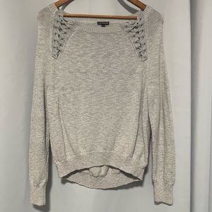 Like New Gray Express Sweater Pullover with Lace Up Detail Size Small